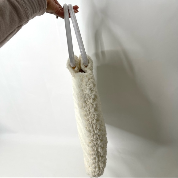 Vtg Crochet Double Handle Handbag Clutch Handmade Boho Purse - Picture 14 of 14